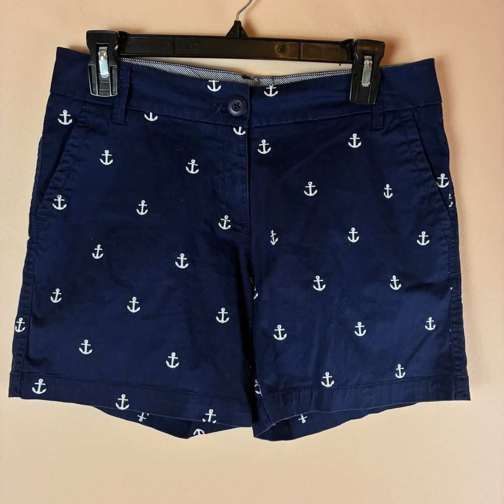 Crown & Ivy Caroline Women’s Navy Blue Anchor Cotton Shorts Size 6